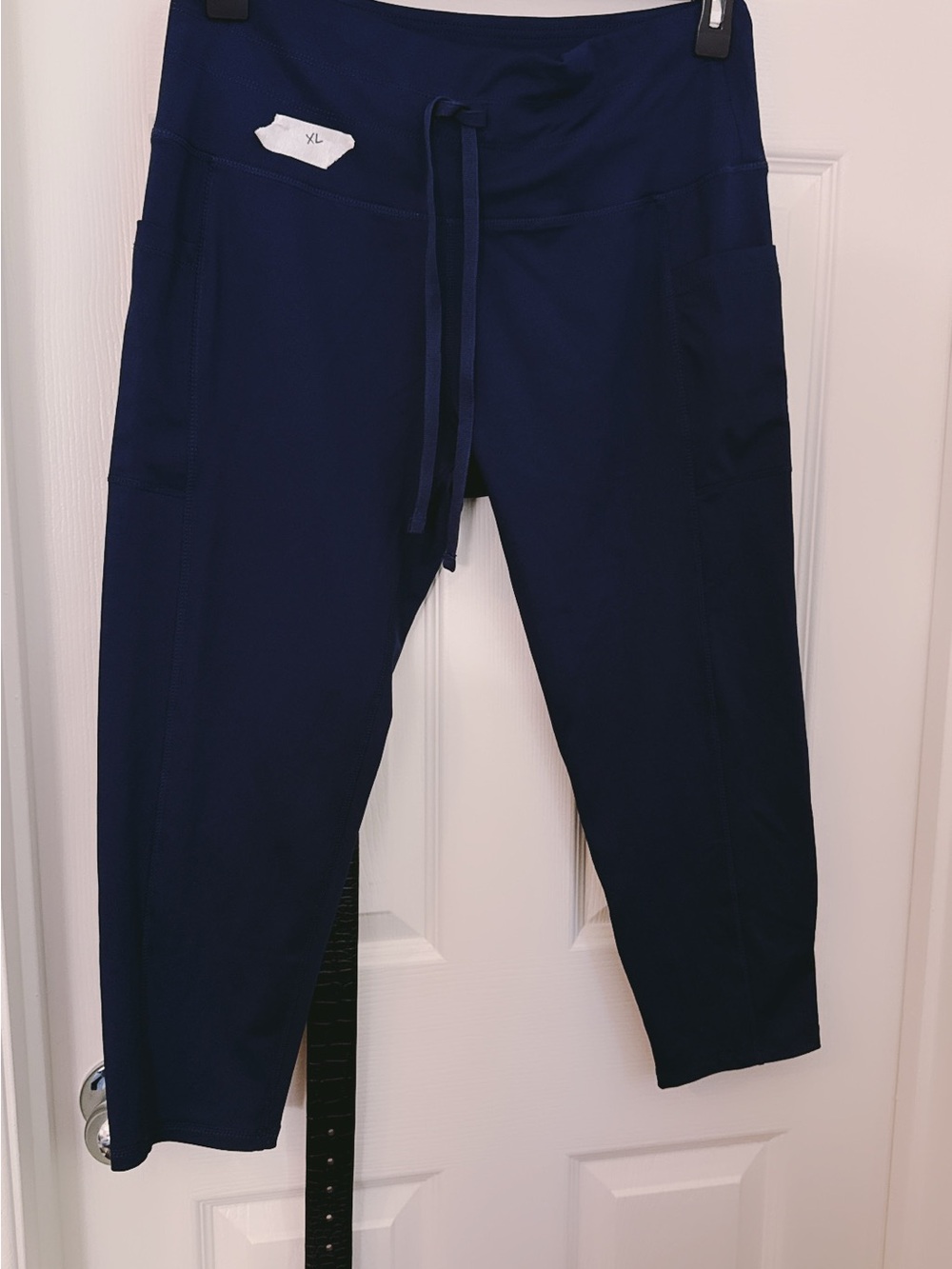 & Other Stories Navy Blue Capri Pants with Drawstring Waist super stretchy comfy